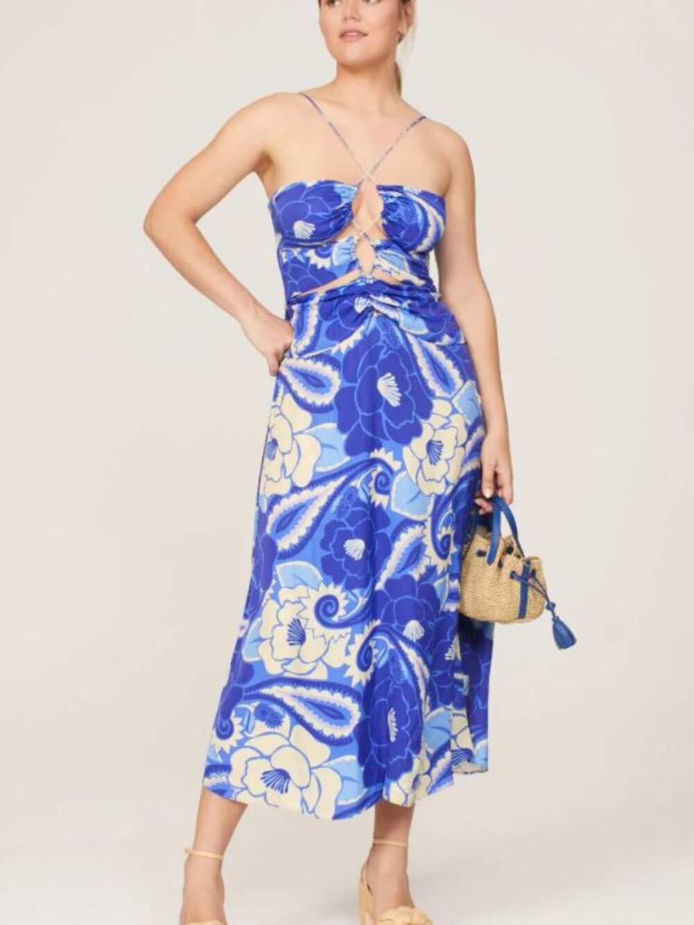 FARM Rio Blue Tropical Groove Midi Dress szM sz XL NWT SO AMAZING!!!